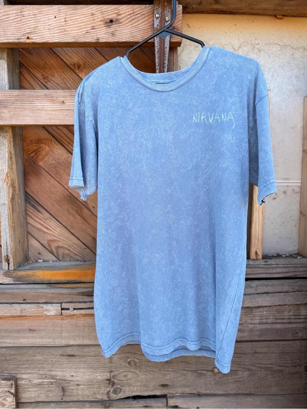 NIRVANA Washed Blue Tee with Mint Graphic - Picture 2 of 3